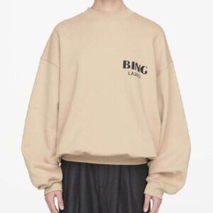 Anine Bing Jaci Sweatshirt Bing LA in Sand, Size M